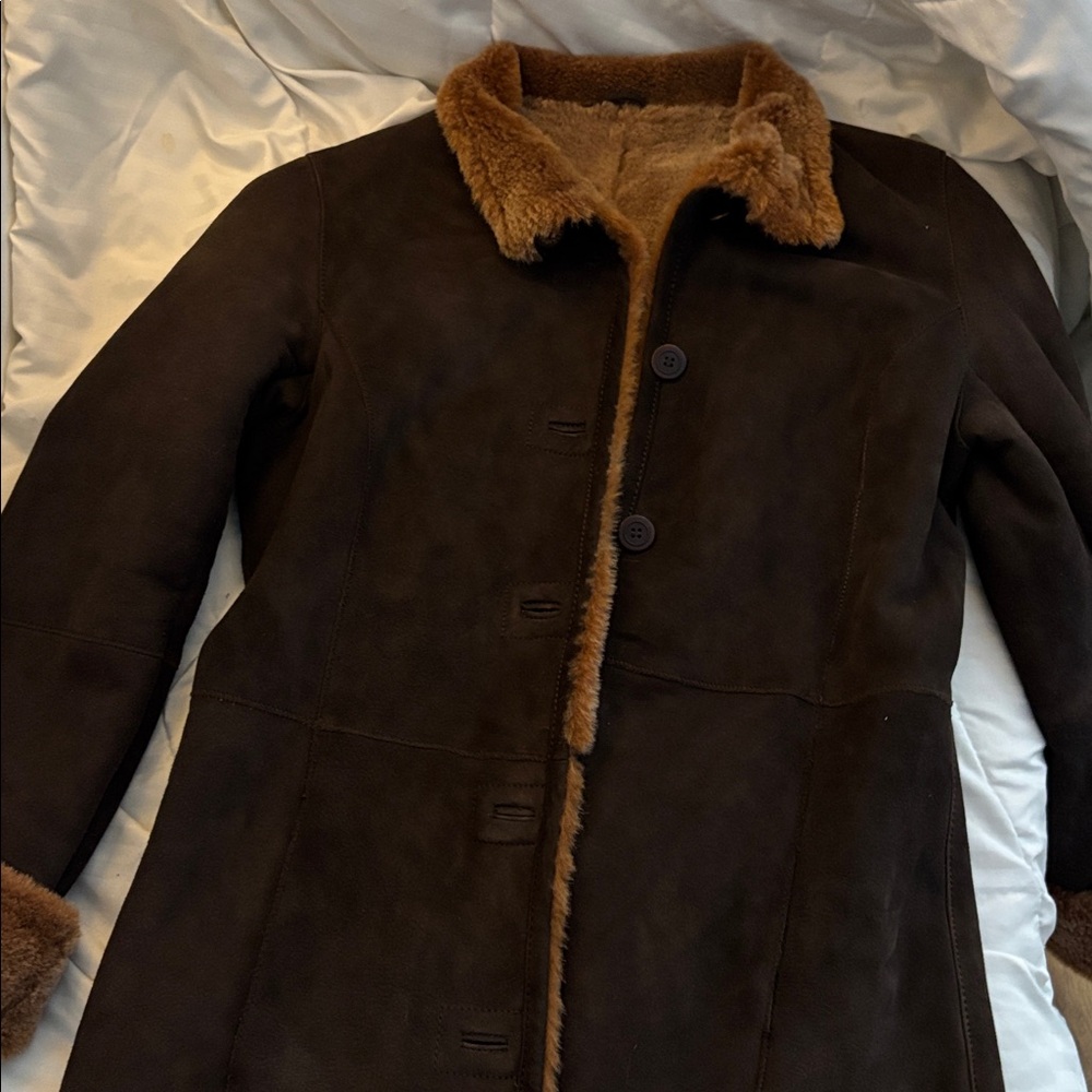 Danier Brown Shearling Coat - Picture 3 of 14